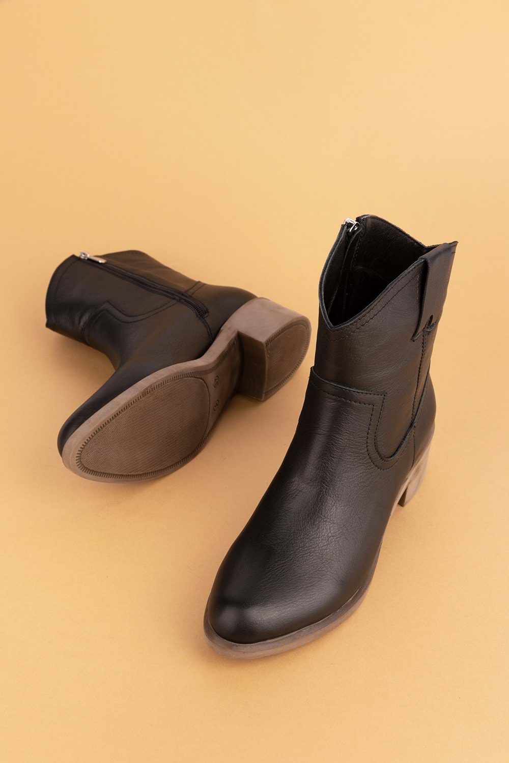 Gondol Kadın Hakiki Deri Western Bot anl.2871 - Siyah - 38