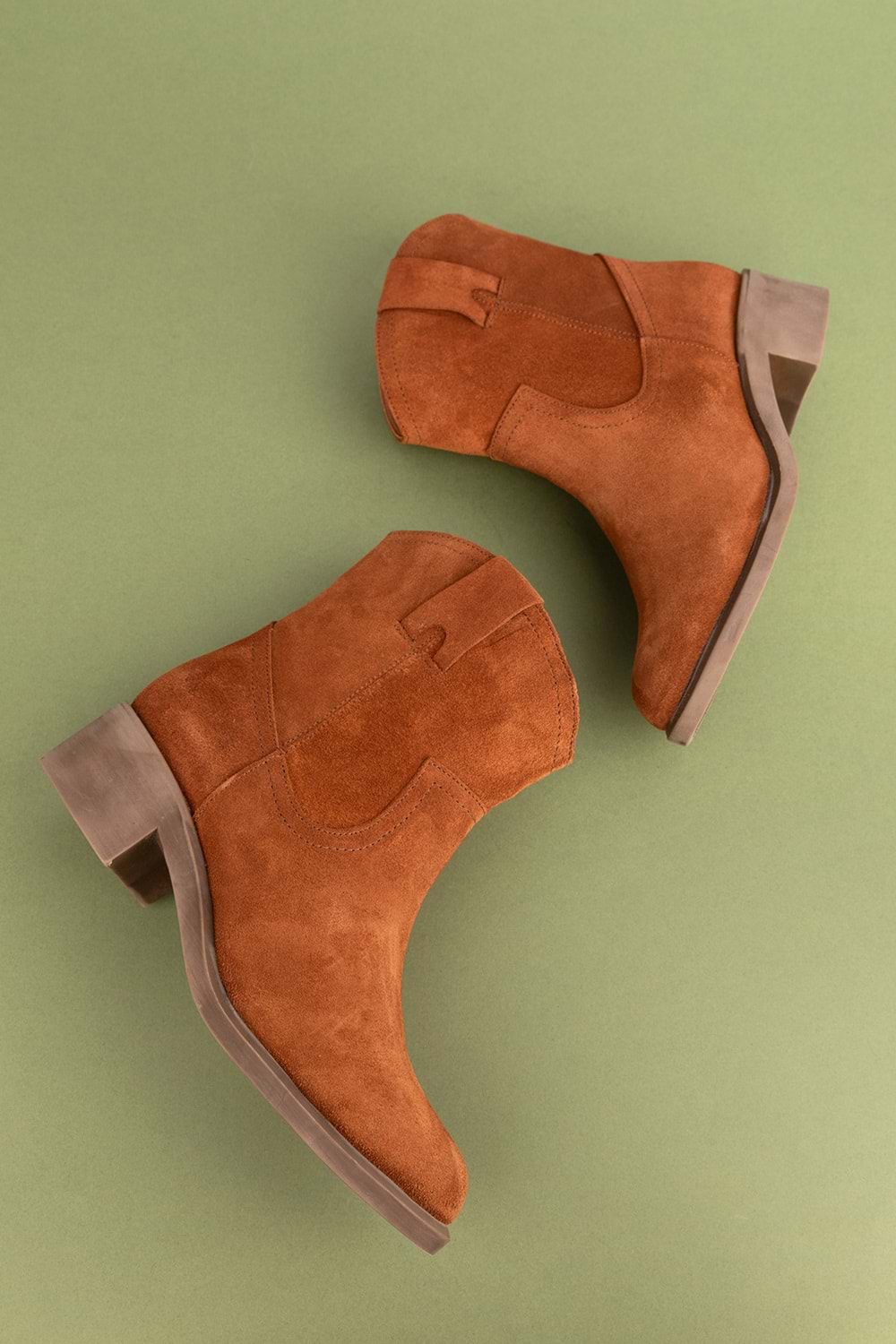 Gondol Kadın Hakiki Deri Western Bot anl.2871 - Taba Süet - 36