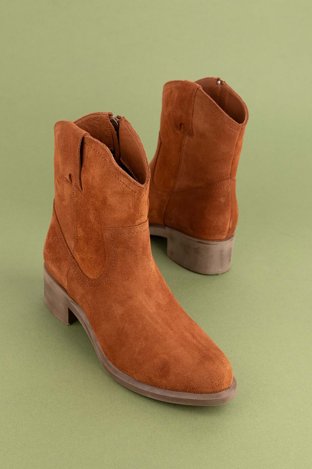 Gondol Kadın Hakiki Deri Western Bot anl.2871 - Taba Süet - 36