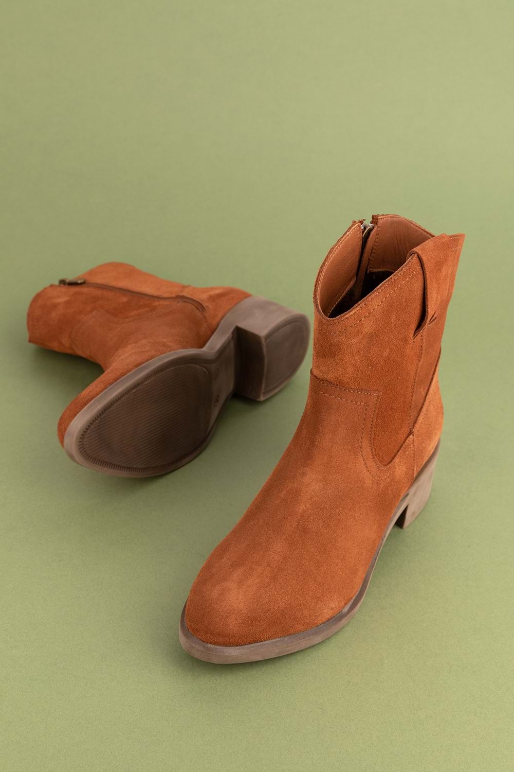 Gondol Kadın Hakiki Deri Western Bot anl.2871 - Taba Süet - 36