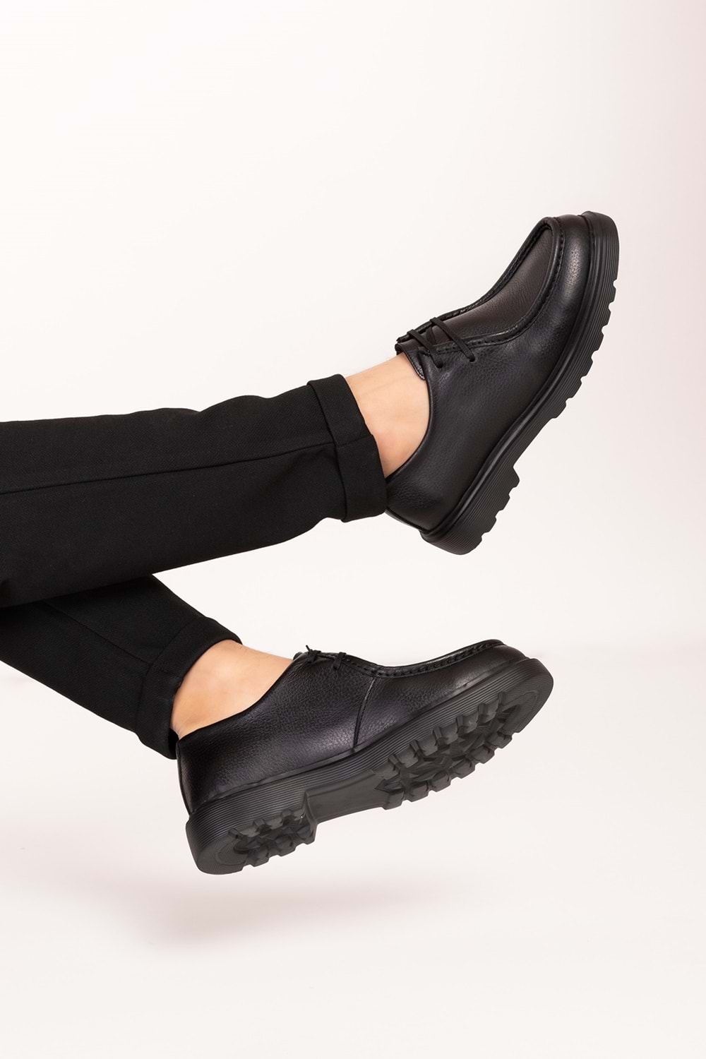 Gondol Içi Dışı Hakiki Deri Kalın Taban Oxford Rahat Ayakkabı src.913 - Siyah - 40