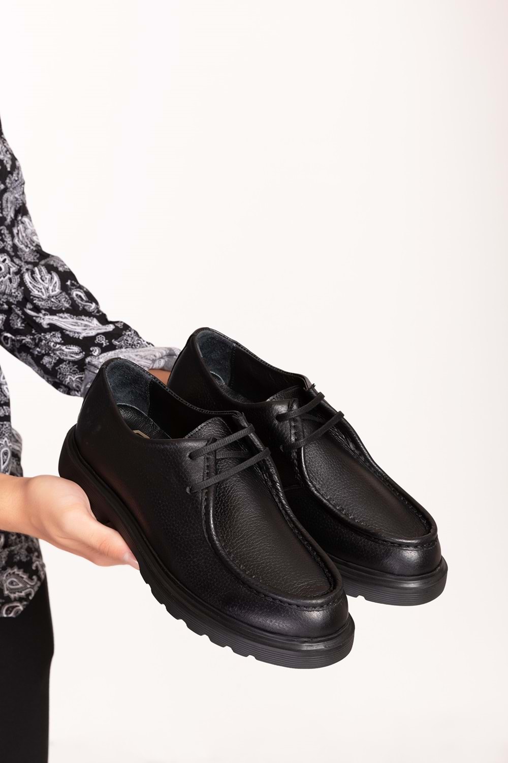 Gondol Içi Dışı Hakiki Deri Kalın Taban Oxford Rahat Ayakkabı src.913 - Siyah - 40