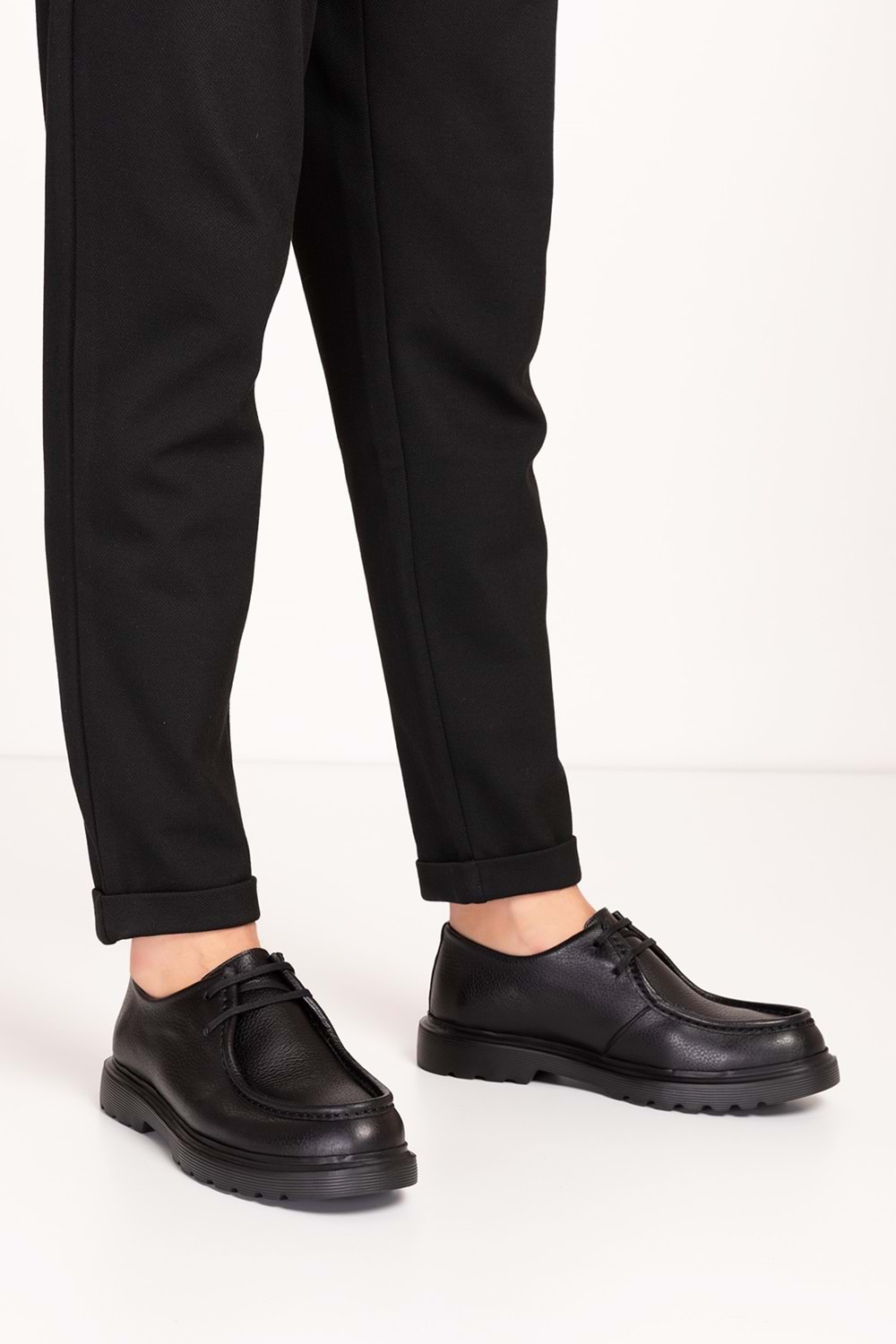 Gondol Içi Dışı Hakiki Deri Kalın Taban Oxford Rahat Ayakkabı src.913 - Siyah - 40