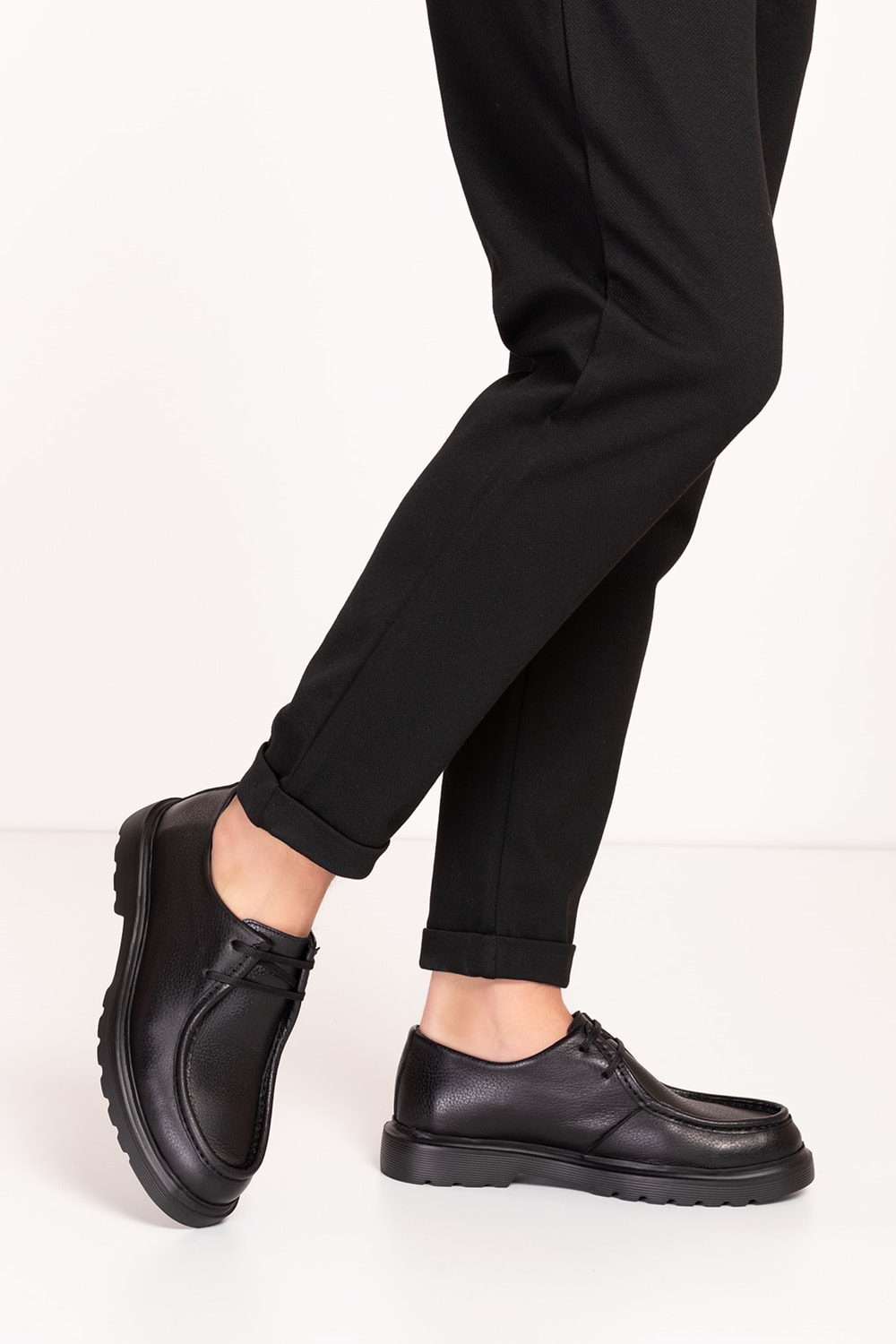 Gondol Içi Dışı Hakiki Deri Kalın Taban Oxford Rahat Ayakkabı src.913 - Siyah - 40