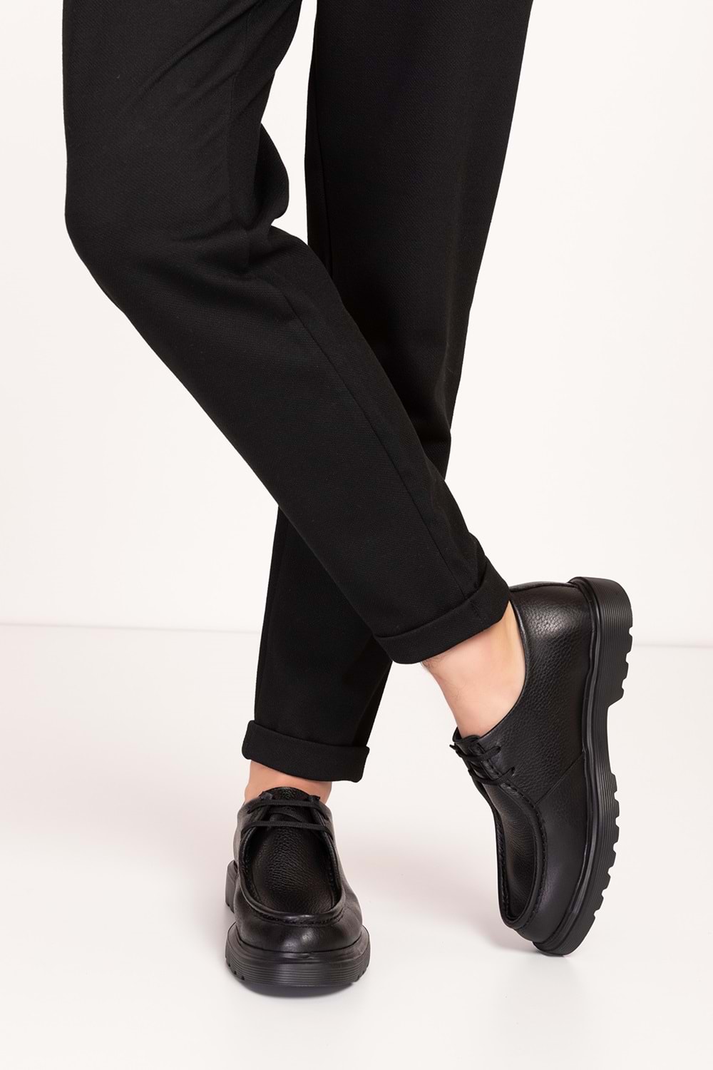 Gondol Içi Dışı Hakiki Deri Kalın Taban Oxford Rahat Ayakkabı src.913 - Siyah - 40