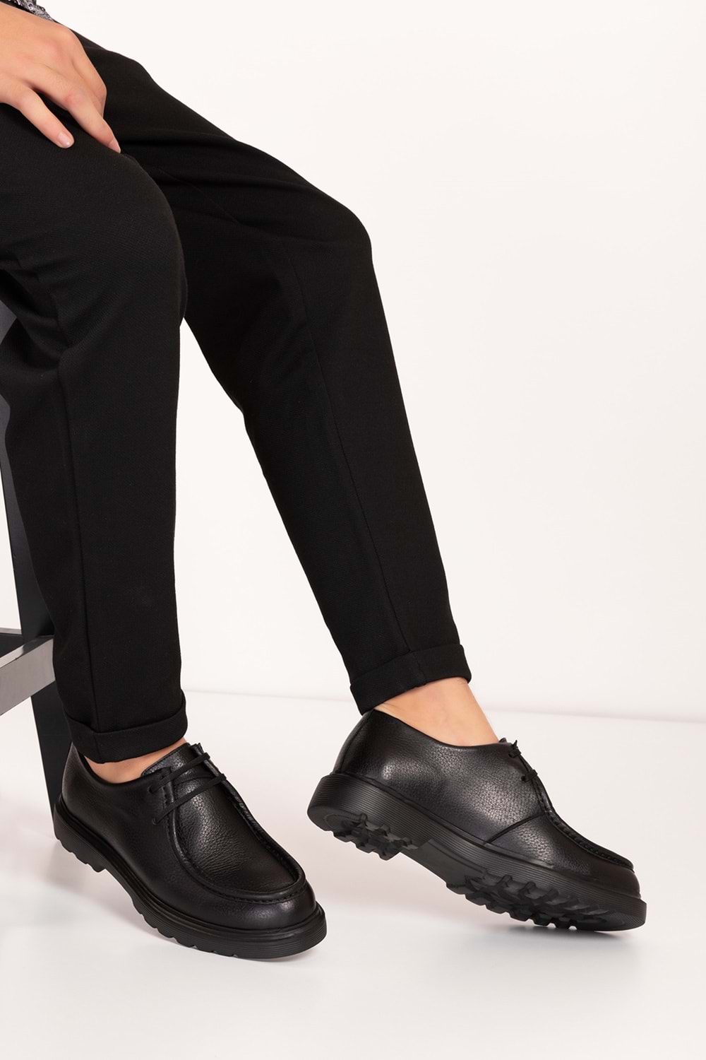 Gondol Içi Dışı Hakiki Deri Kalın Taban Oxford Rahat Ayakkabı src.913 - Siyah - 40