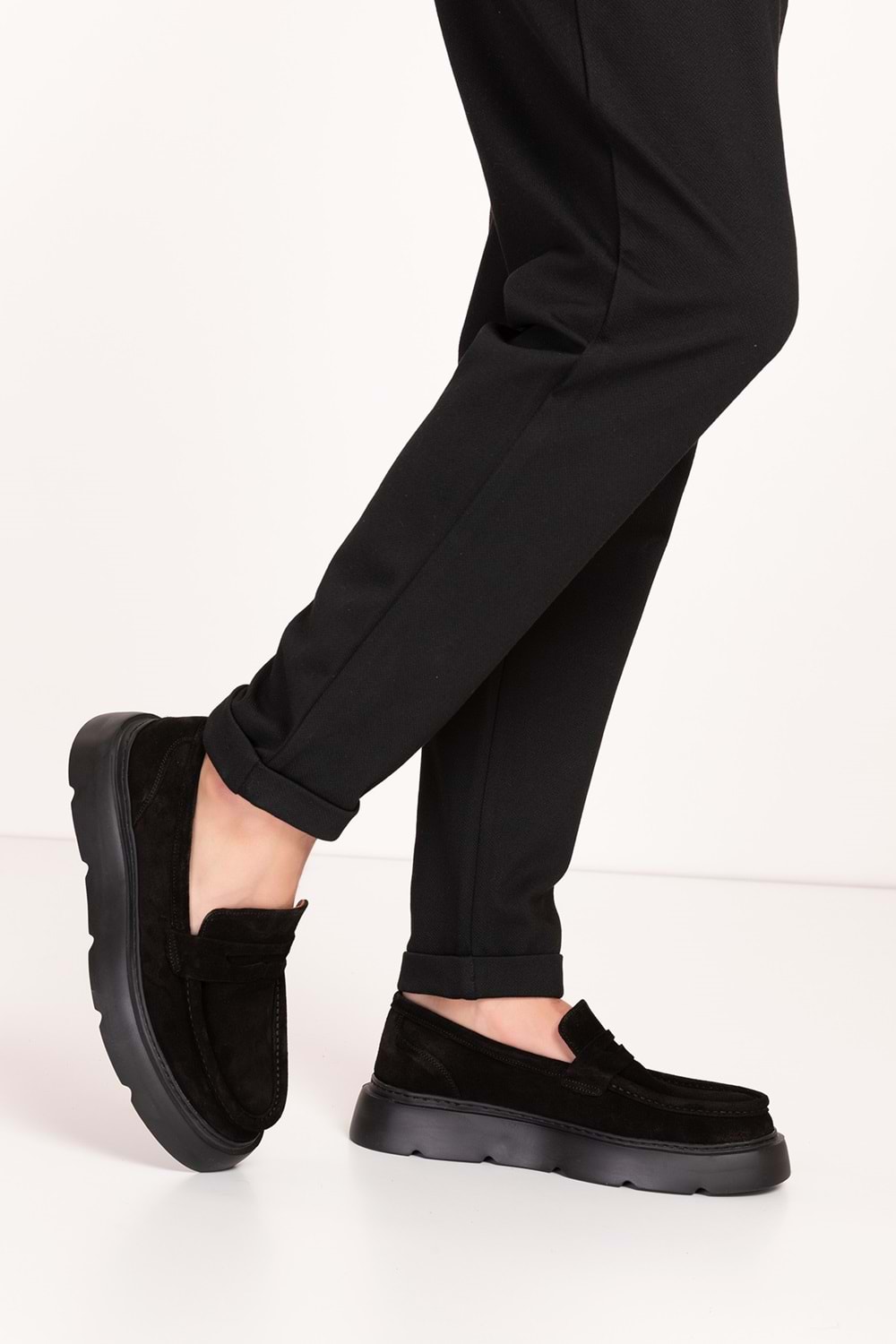 Gondol Içi Dışı Hakiki Deri Hafif Günlük Rahat Ayakkabı src.464 - Siyah Süet - 40