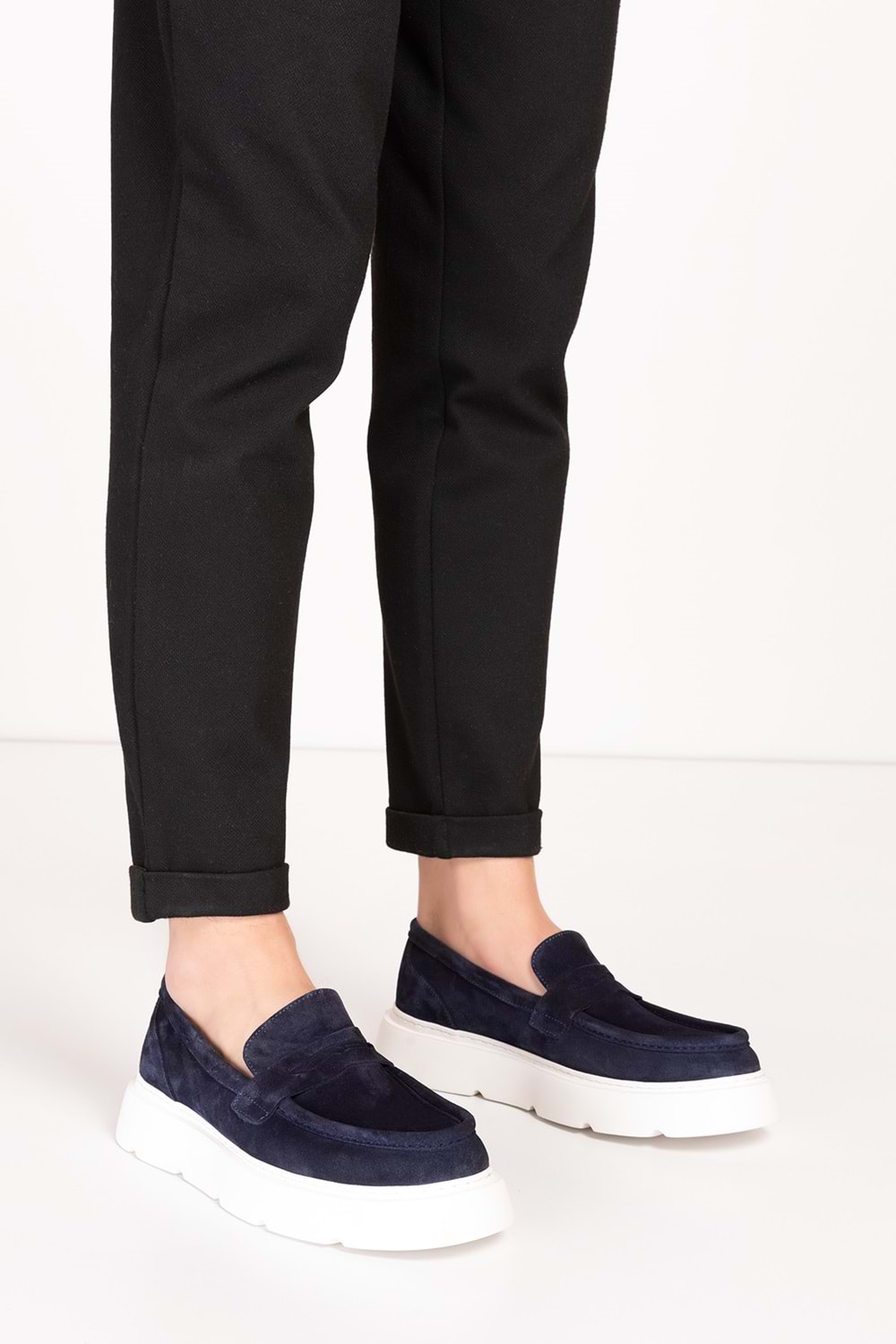 Gondol Içi Dışı Hakiki Deri Hafif Günlük Rahat Ayakkabı src.464 - Lacivert Süet - 40