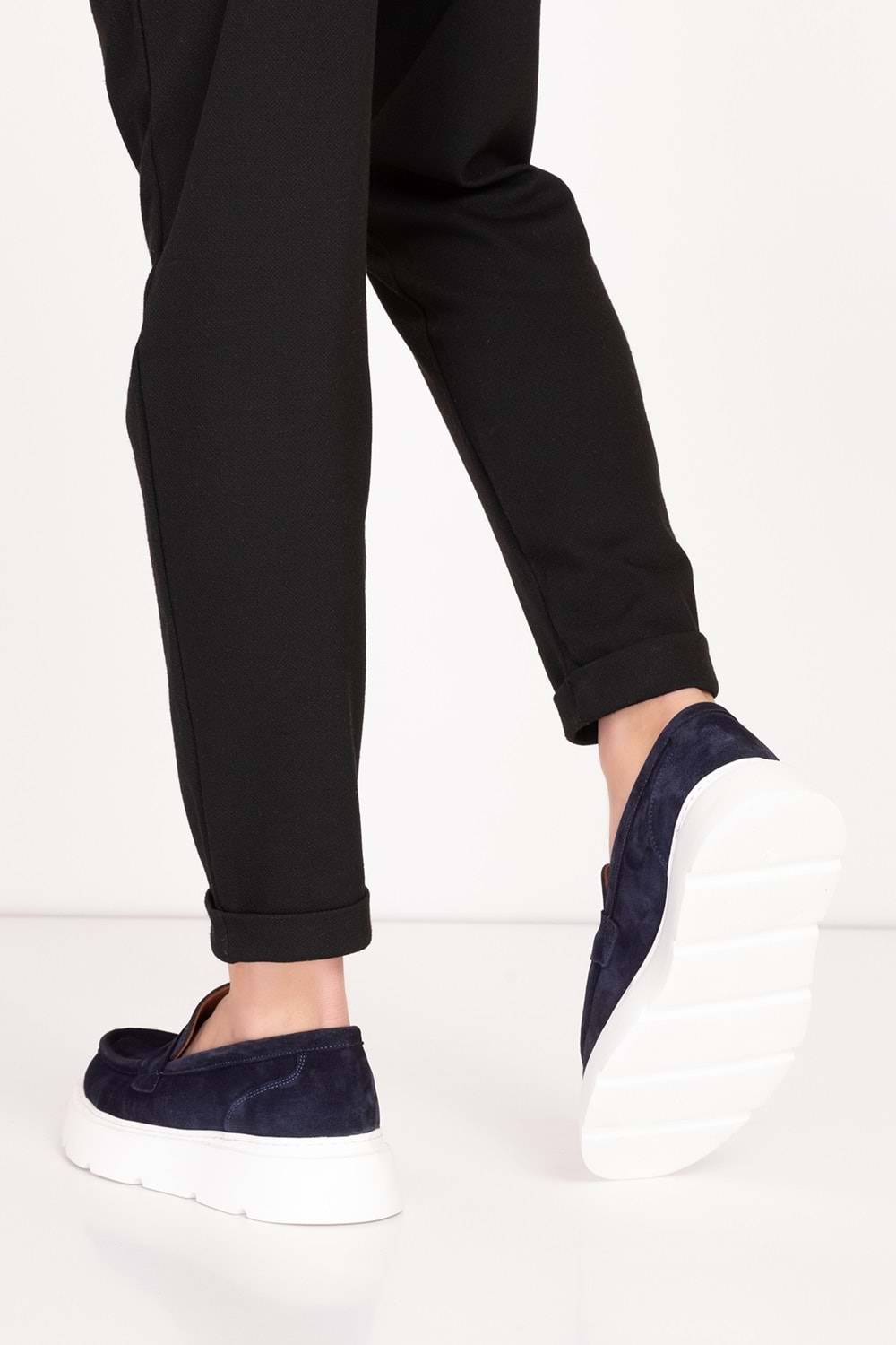 Gondol Içi Dışı Hakiki Deri Hafif Günlük Rahat Ayakkabı src.464 - Lacivert Süet - 40