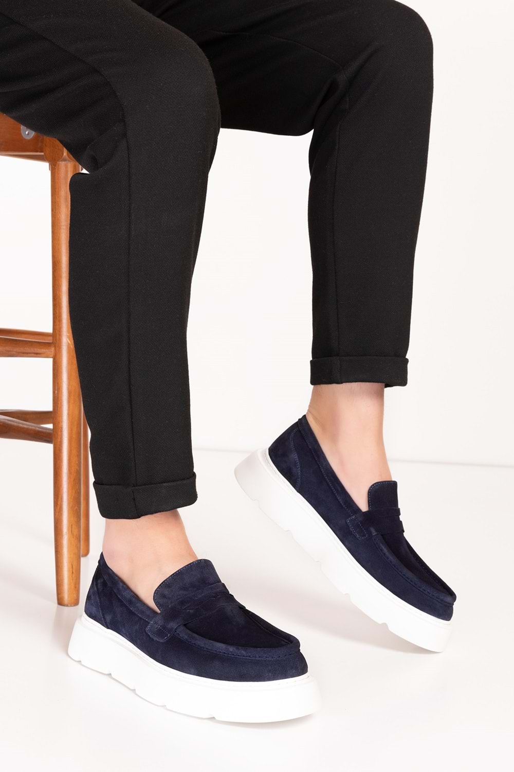 Gondol Içi Dışı Hakiki Deri Hafif Günlük Rahat Ayakkabı src.464 - Lacivert Süet - 40