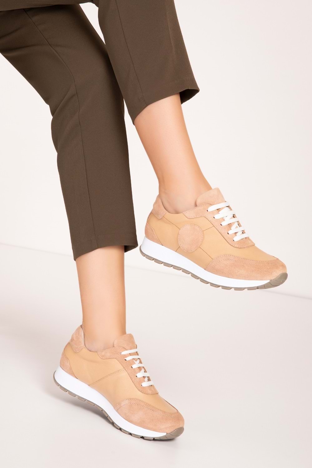 Gondol Içi Dışı Hakiki Deri Anatomik Taban Spor Ayakkabı gnd.20710 - Bej - 37