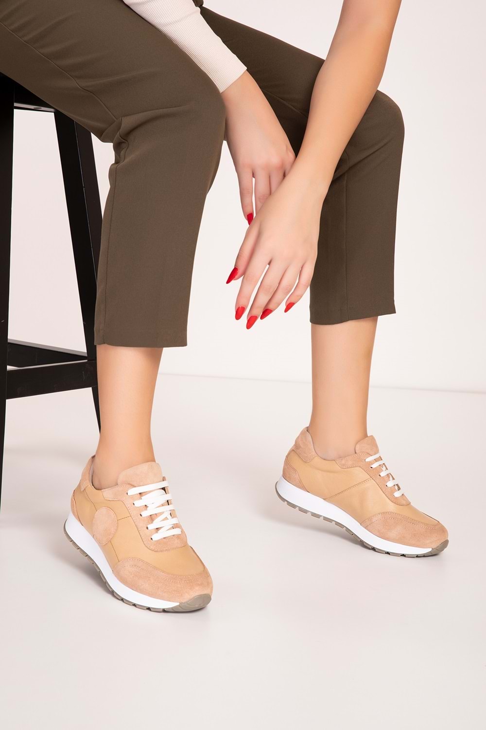 Gondol Içi Dışı Hakiki Deri Anatomik Taban Spor Ayakkabı gnd.20710 - Bej - 40