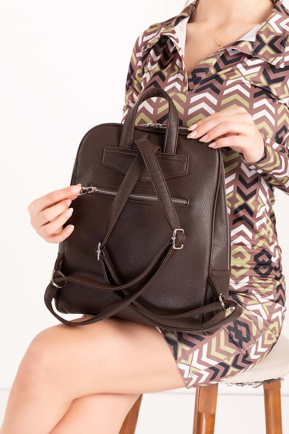 Gondol Kadın Günlük Şık Sırt Çantası ald.1025 - Kahverengi - TEK EBAT