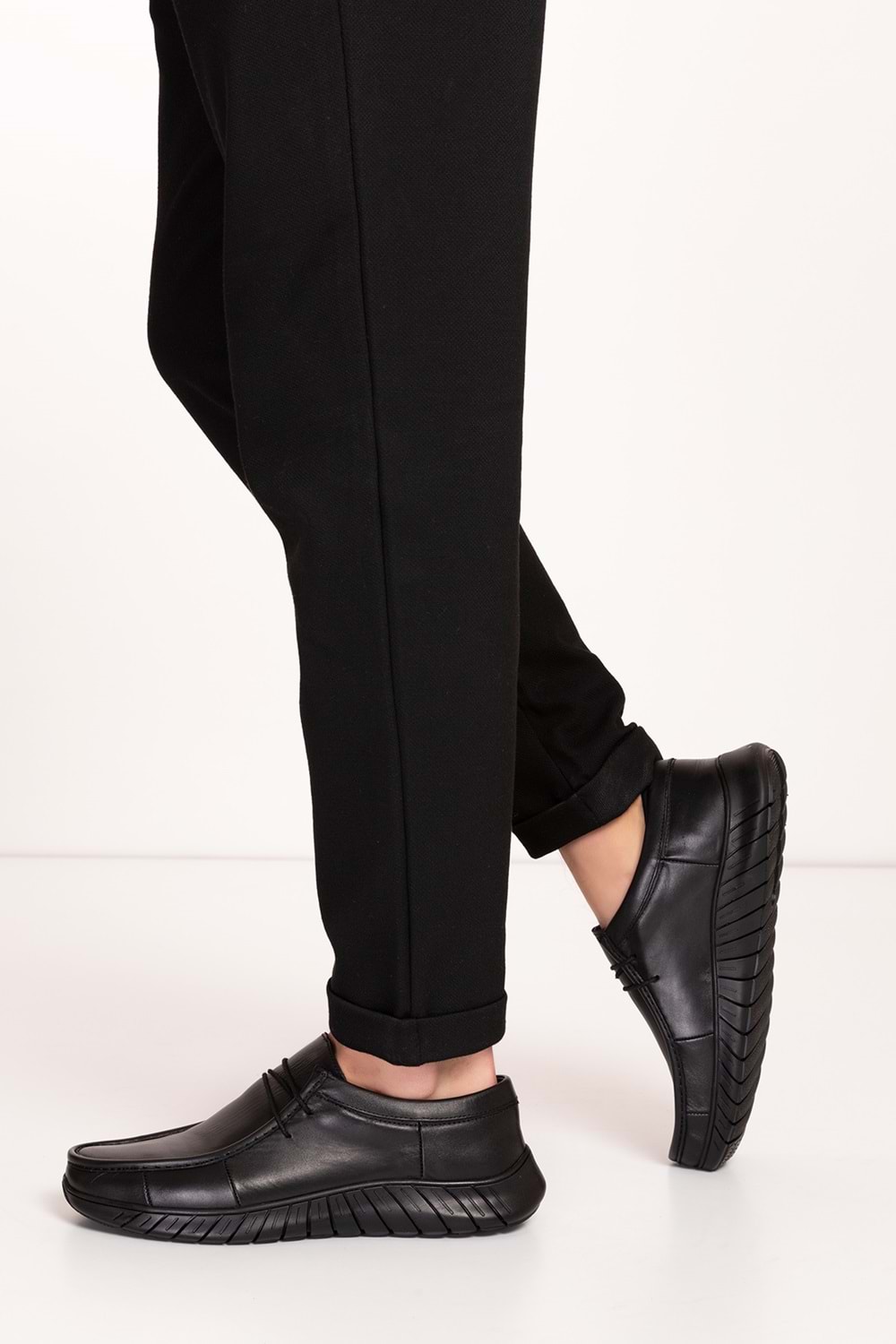 Gondol Erkek Hakiki Deri Hafif Esnek Kaymaz Taban Ayakkabı af.1453 - Siyah - 40