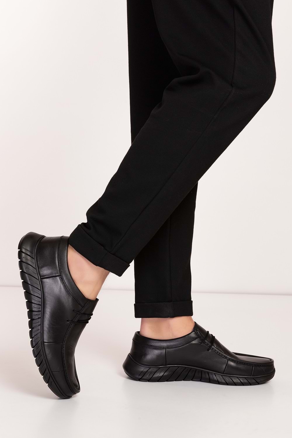 Gondol Erkek Hakiki Deri Hafif Esnek Kaymaz Taban Ayakkabı af.1453 - Siyah - 40