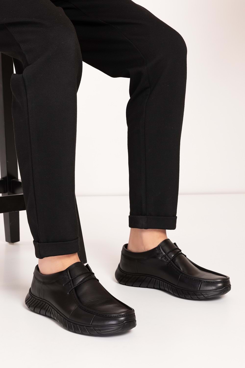 Gondol Erkek Hakiki Deri Hafif Esnek Kaymaz Taban Ayakkabı af.1453 - Siyah - 40