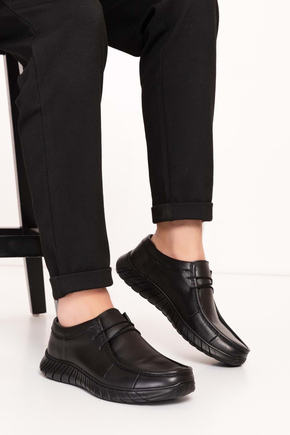 Gondol Erkek Hakiki Deri Hafif Esnek Kaymaz Taban Ayakkabı af.1453 - Siyah - 40