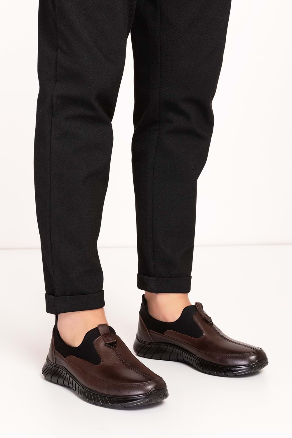 Gondol Erkek Hakiki Deri Hafif Esnek Kaymaz Taban Ayakkabı af.1956 - Kahverengi - 40