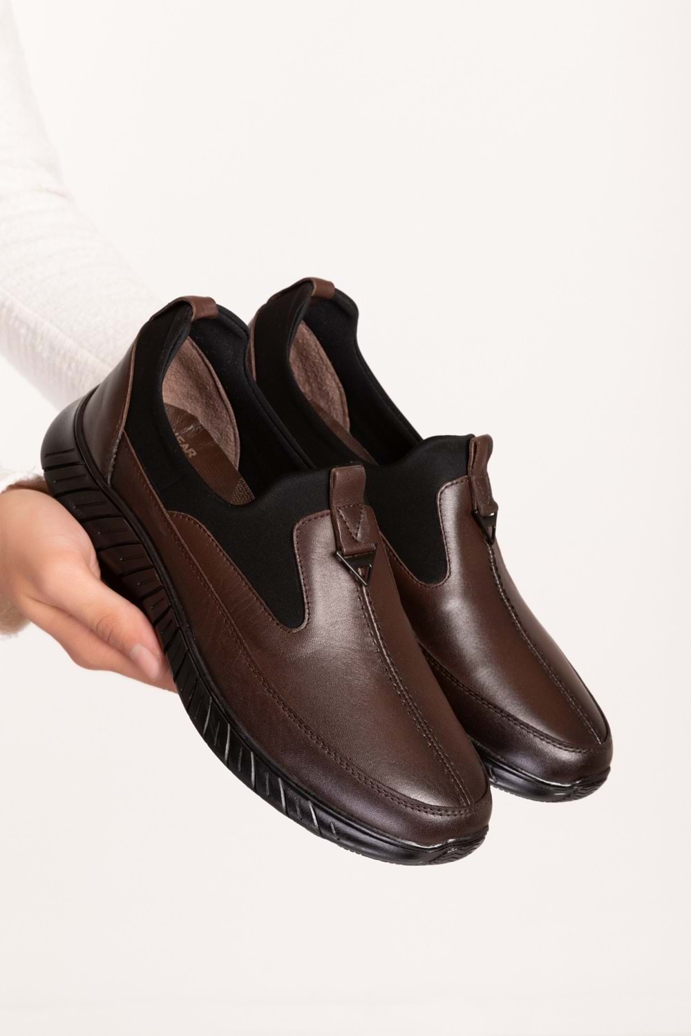 Gondol Erkek Hakiki Deri Hafif Esnek Kaymaz Taban Ayakkabı af.1956 - Kahverengi - 40