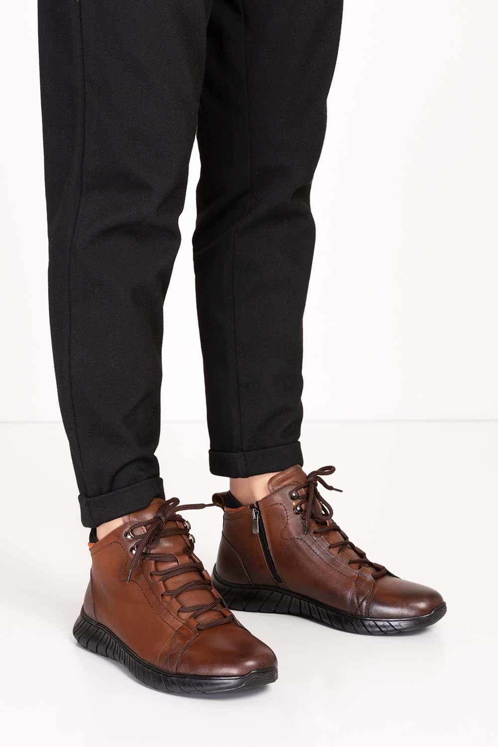 Gondol Erkek Hakiki Deri Hafif Esnek Kaymaz Taban Bot af.1945 - Kahverengi - 40