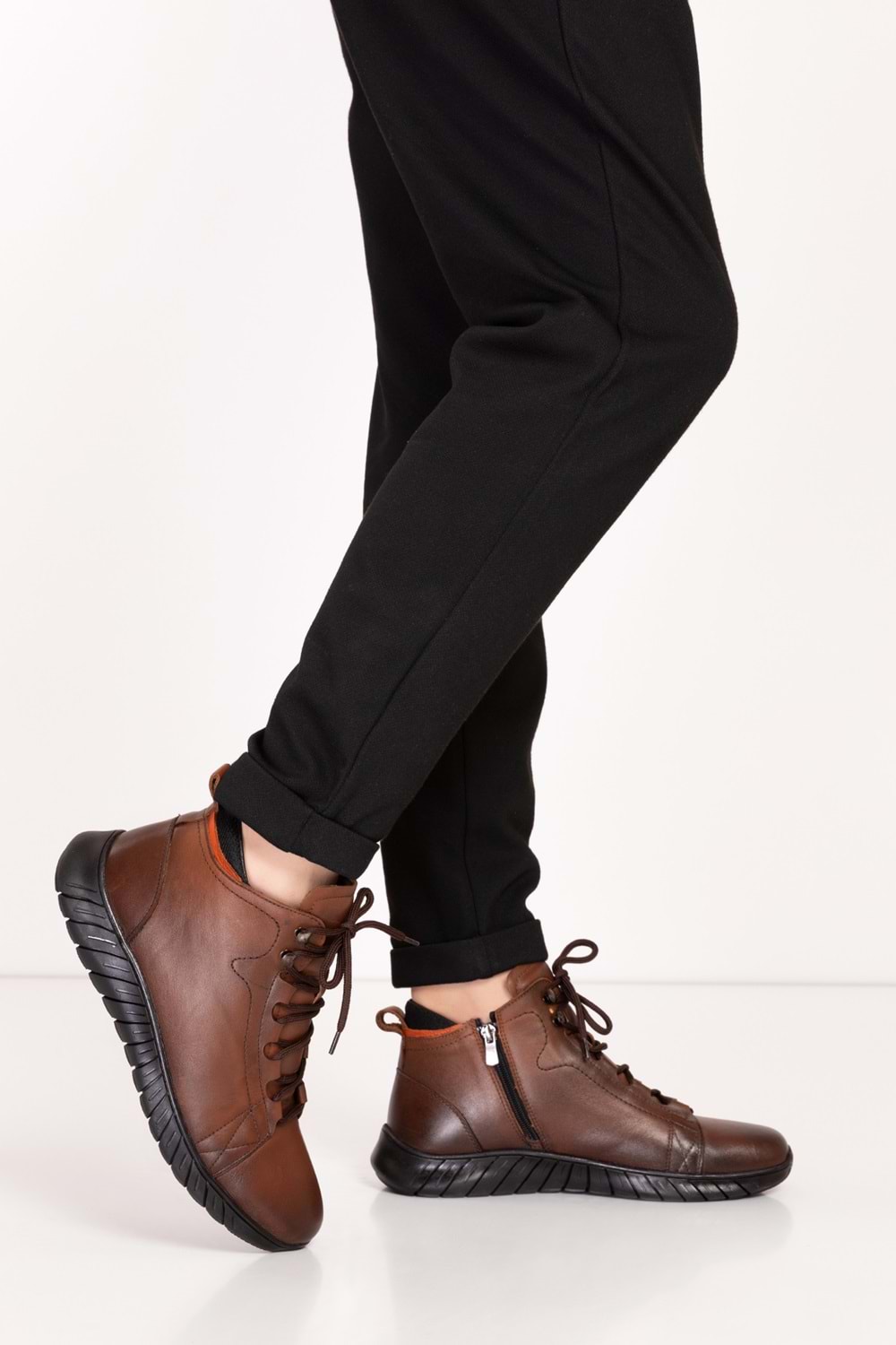 Gondol Erkek Hakiki Deri Hafif Esnek Kaymaz Taban Bot af.1945 - Kahverengi - 40