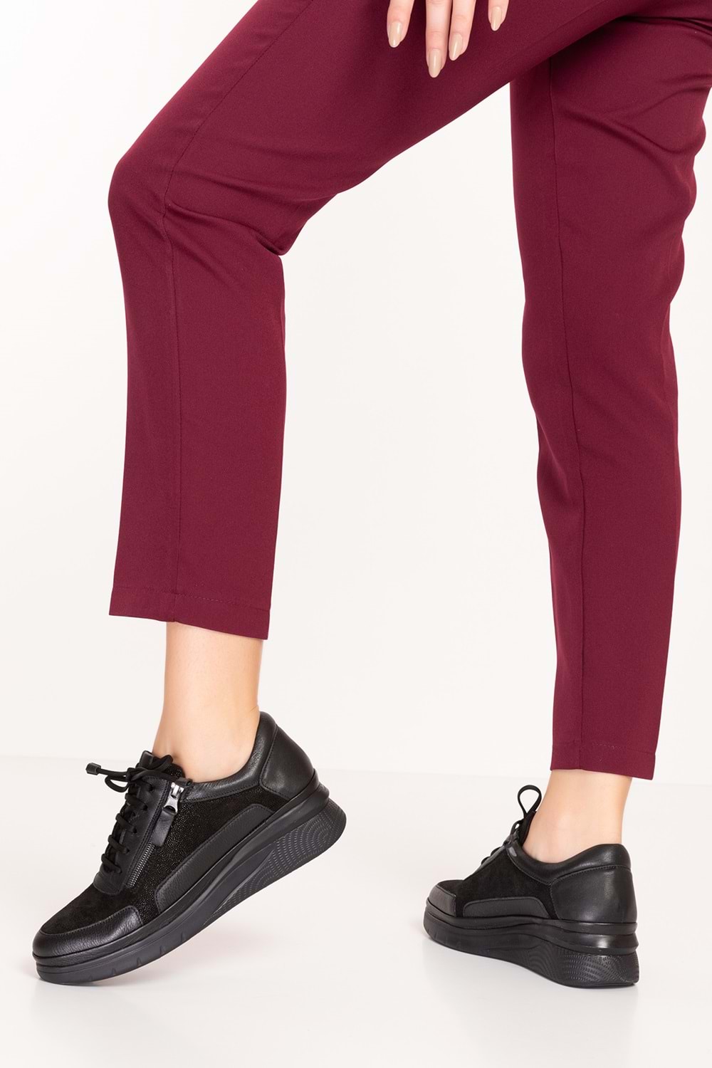 Gondol Hakiki Deri Anatomik Taban Rahat Fermuarlı Ayakkabı usl.2149 - Siyah - 36