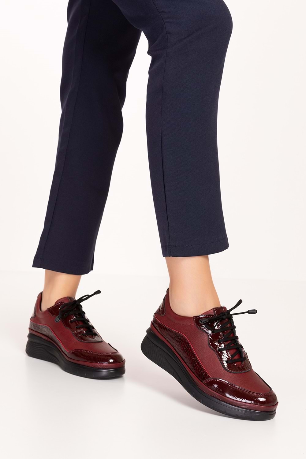 Gondol Hakiki Deri Anatomik Taban Rahat Ayakkabı usl.2153 - Bordo Petek - 36