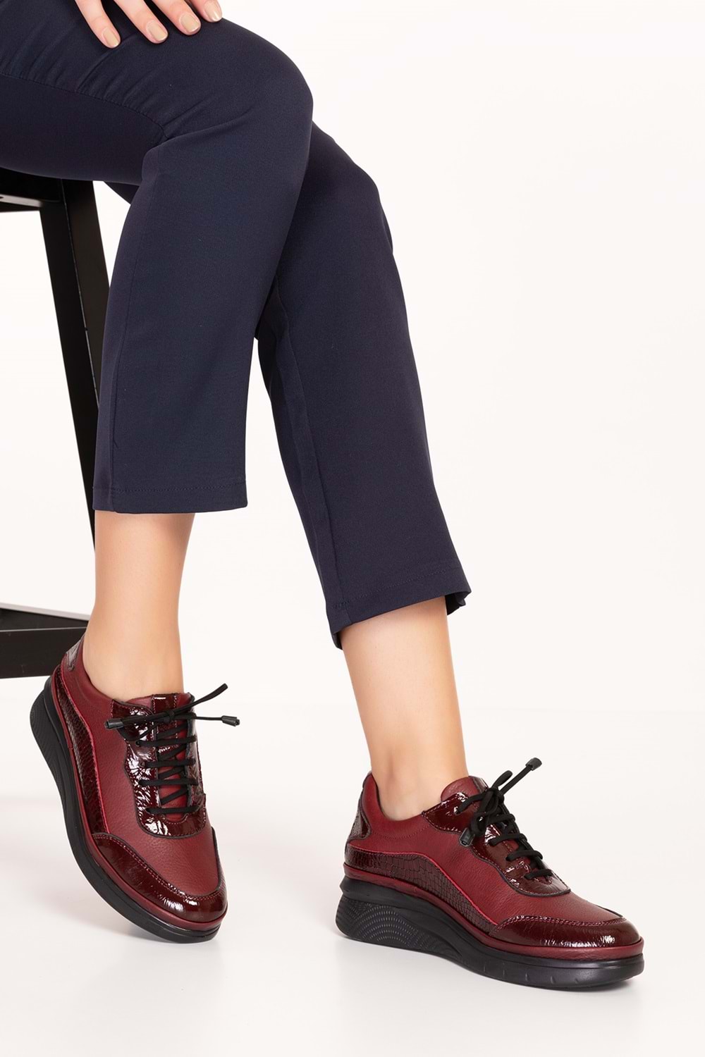 Gondol Hakiki Deri Anatomik Taban Rahat Ayakkabı usl.2153 - Bordo Petek - 36