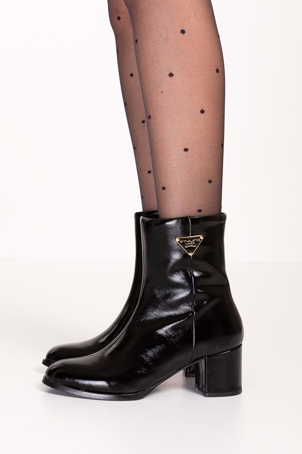Gondol Kadın Hakiki Deri Klasik Topuklu Bot anl.3225 - siyah rugan - 37