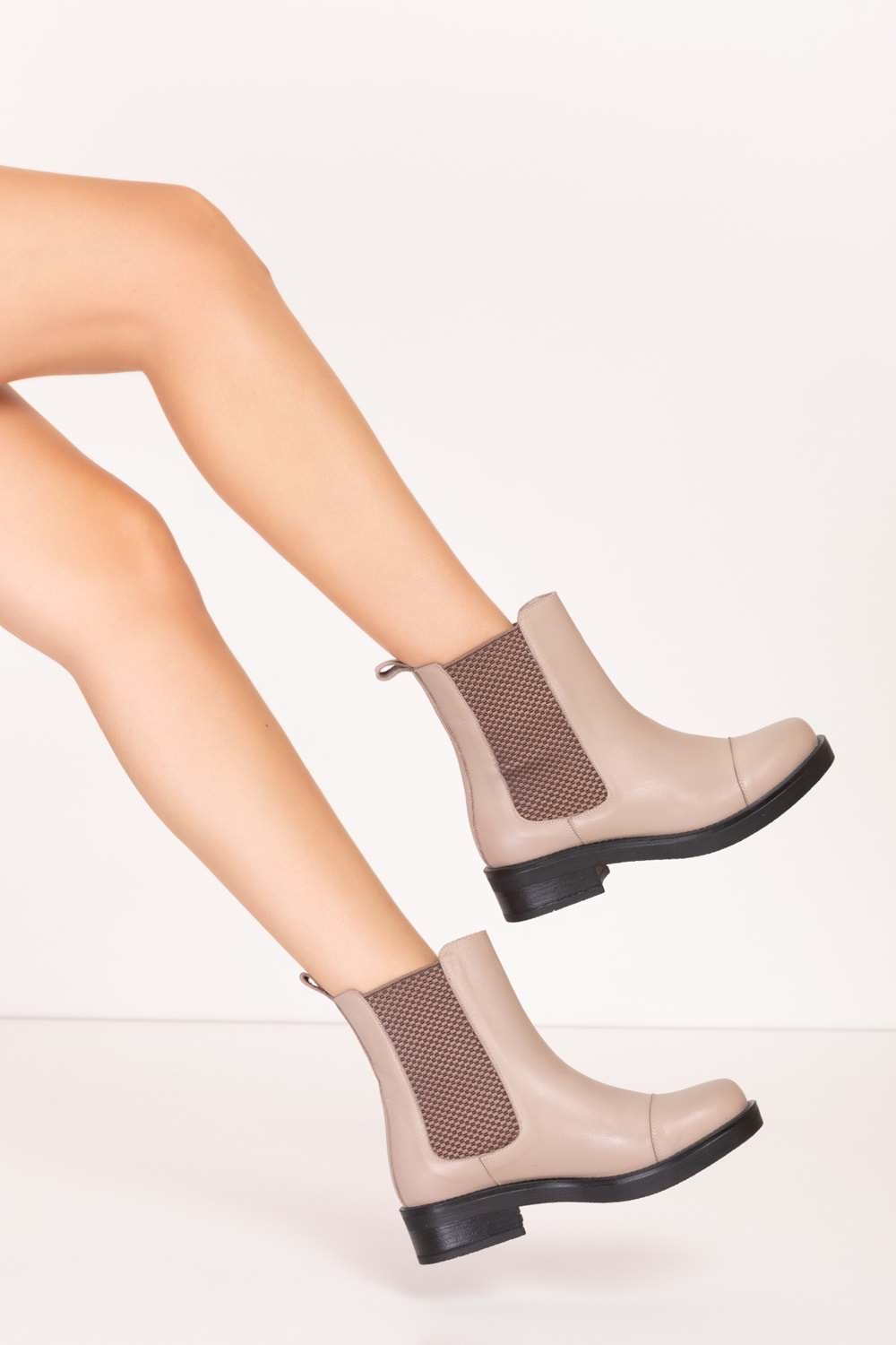 Gondol Hakiki Deri Lastikli Çekme Bot bel.1682 - Bej - 37