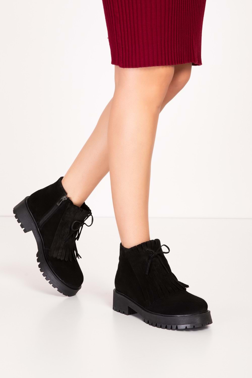 Gondol Hakiki Deri Kauçuk Taban Şık Bot bel.1516 - Siyah Süet - 39