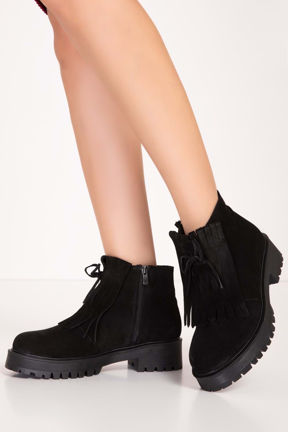 Gondol Hakiki Deri Kauçuk Taban Şık Bot bel.1516 - Siyah Süet - 39