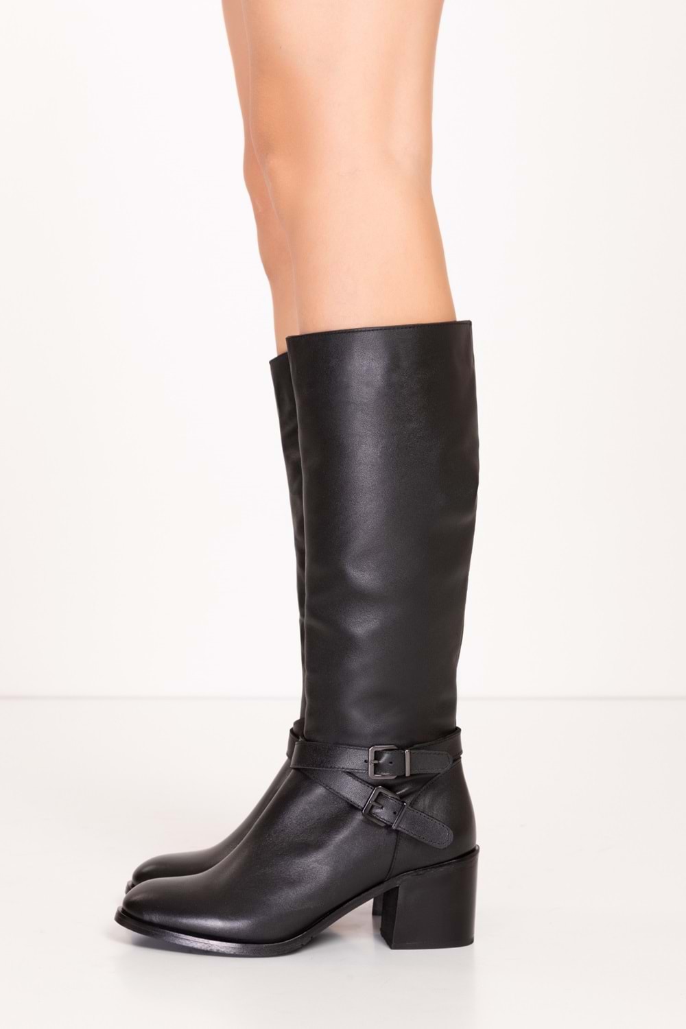 Gondol Hakiki Deri Klasik Topuklu Çizme bel.1666 - Siyah - 38