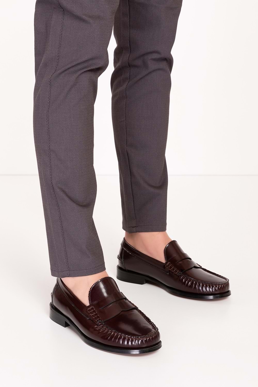Gondol Erkek Hakiki Deri Kösele Loafer Ayakkabı ny.005 - Bordo Rugan - 45