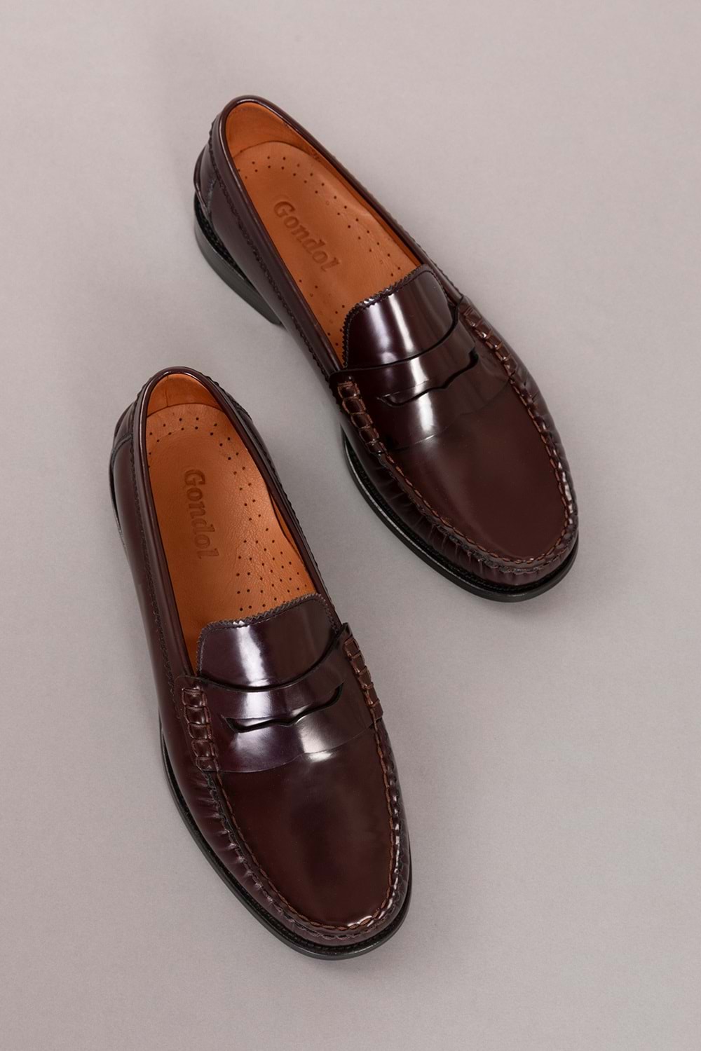 Gondol Erkek Hakiki Deri Kösele Loafer Ayakkabı ny.005 - Bordo Rugan - 45