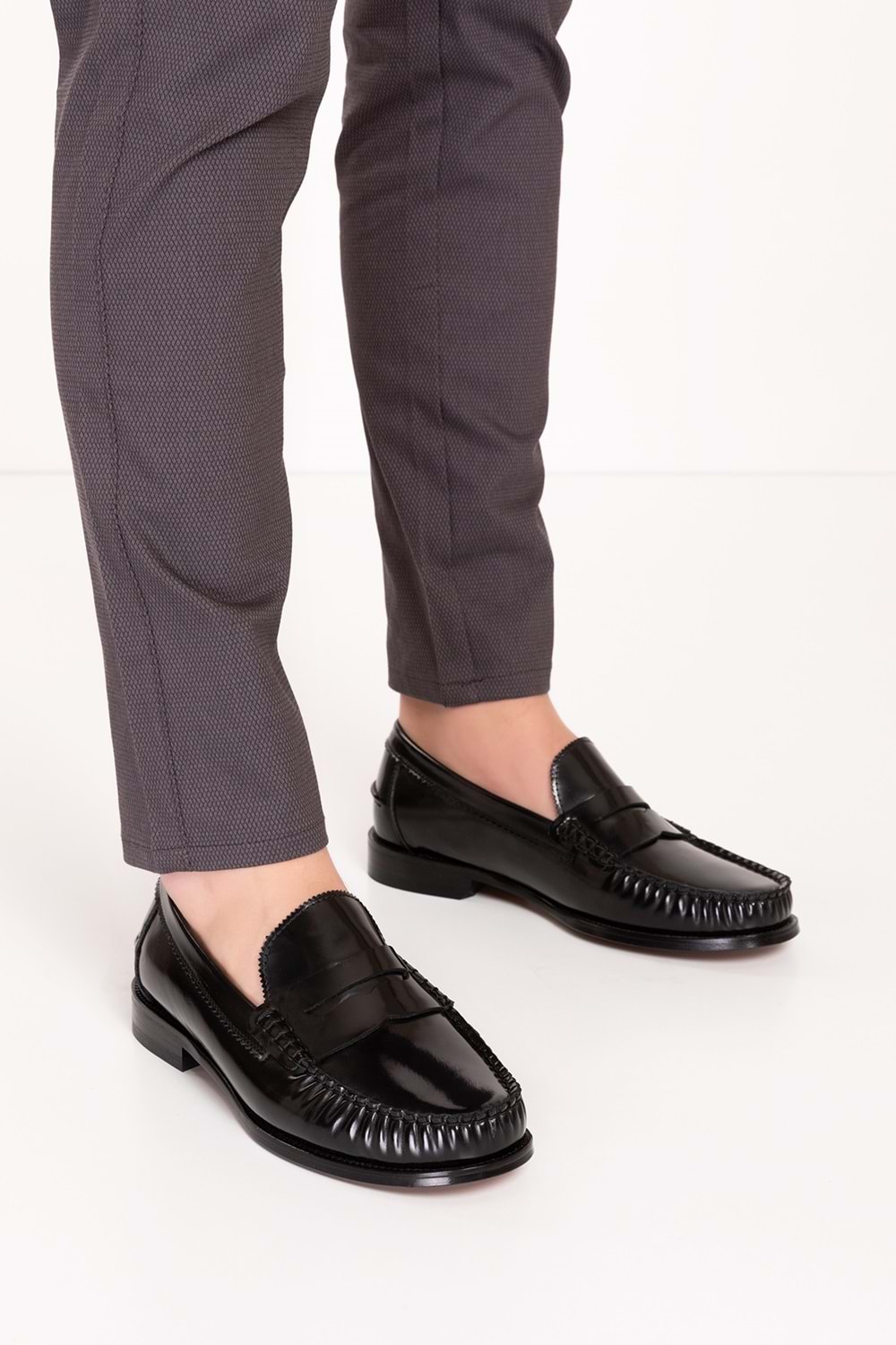 Gondol Erkek Hakiki Deri Kösele Loafer Ayakkabı ny.005 - siyah rugan - 39