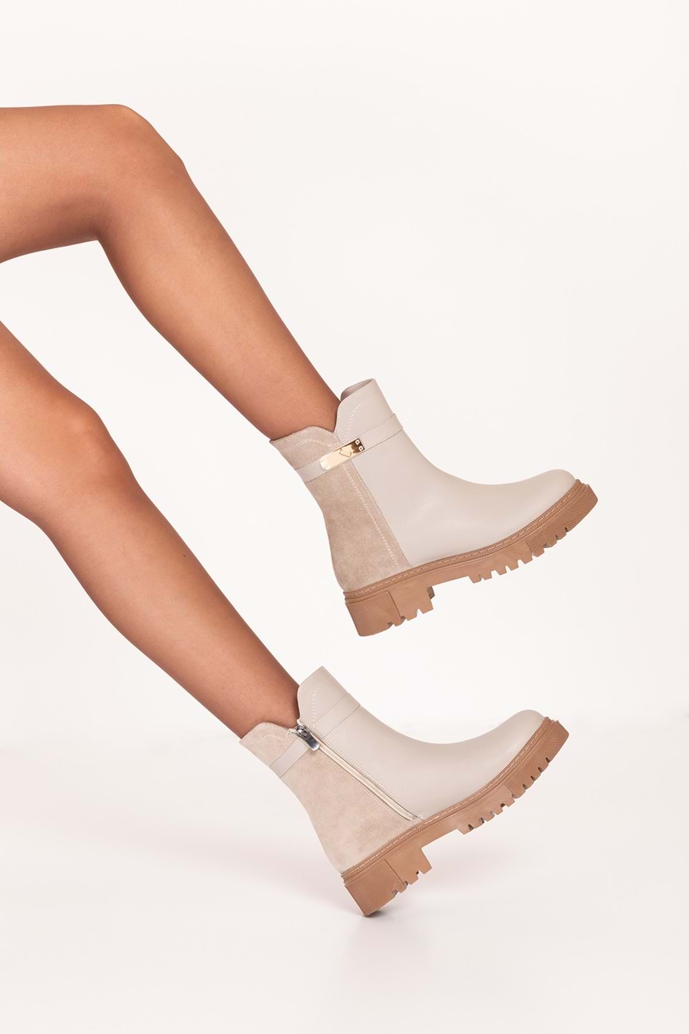 Gondol Hakiki Deri Günlük Şık Bot bel.1881 - Bej - 40