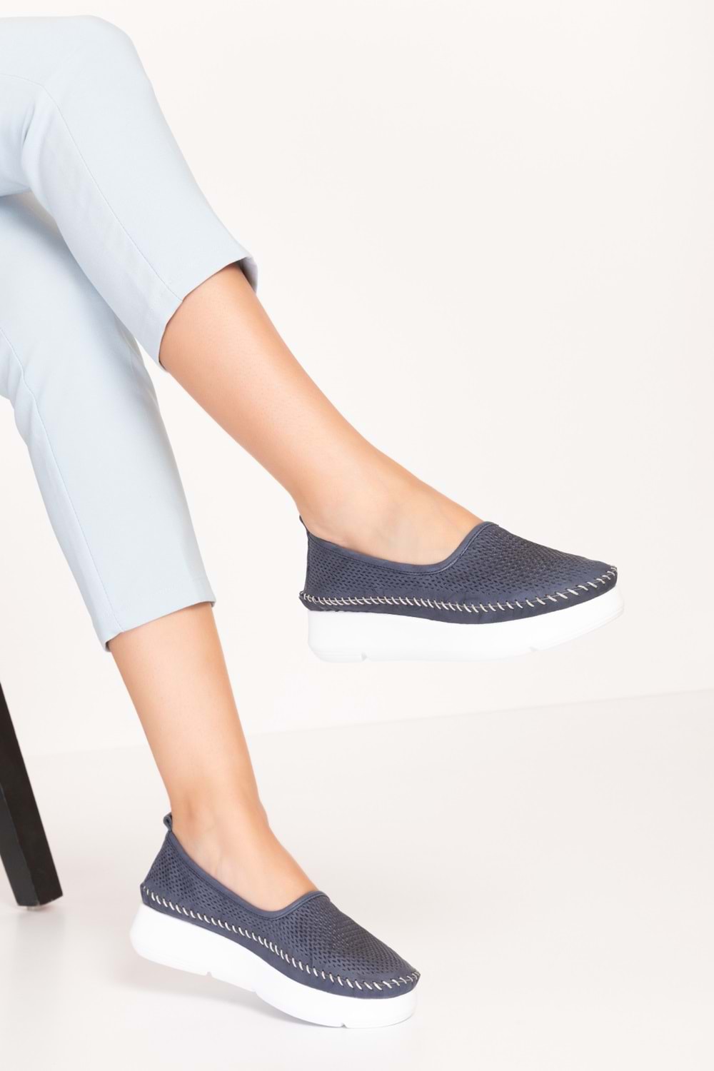 Gondol Hakiki Deri Günlük Rahat Yazlık Ayakkabı alpx.510 - Lacivert - 38