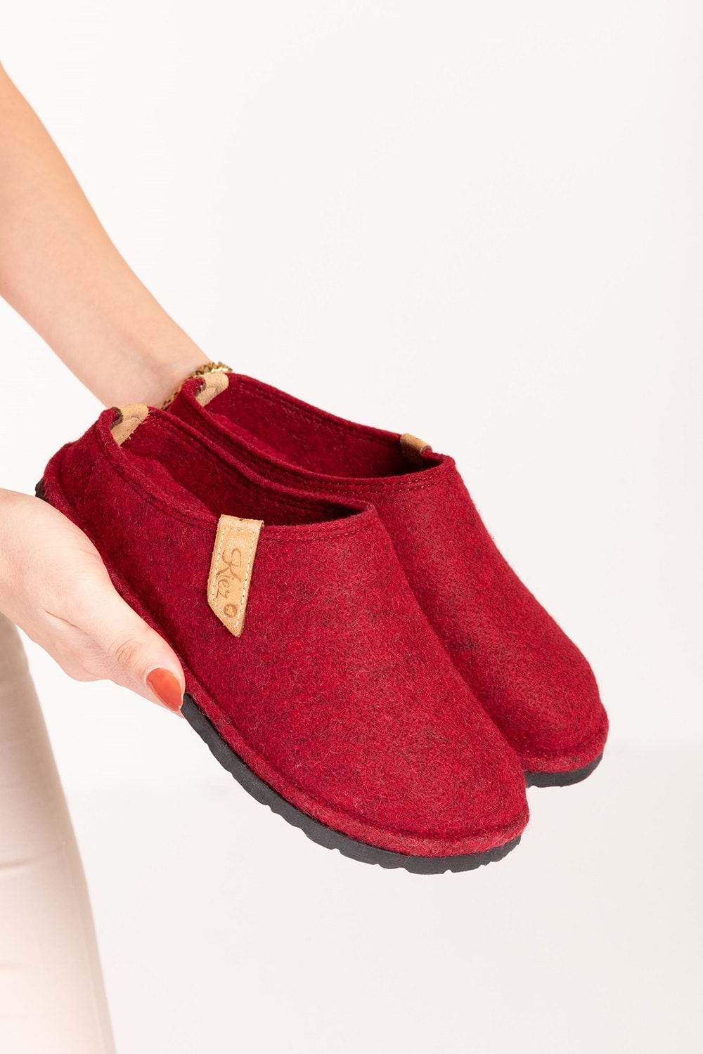 GONDOL İÇİ DIŞI KEÇE RAHAT VE HAFİF EV TERLİĞİ EV.320 - Bordo - 38