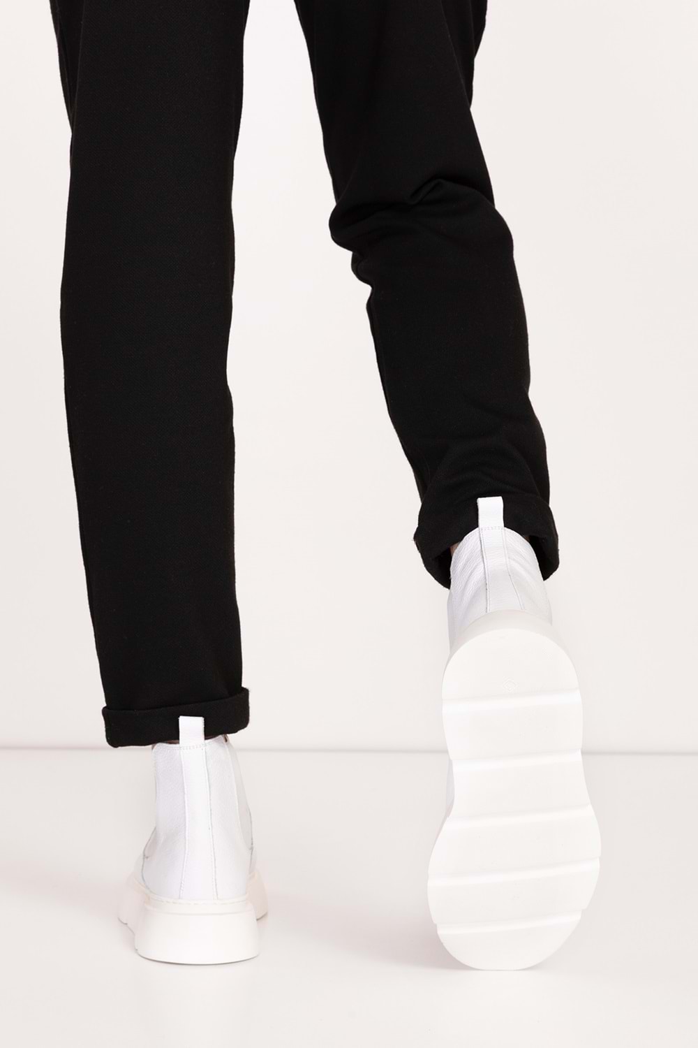 Gondol Erkek Hakiki Deri Hafif Eva Taban Yanları Lastikli Bot src.7004 - Beyaz - 41