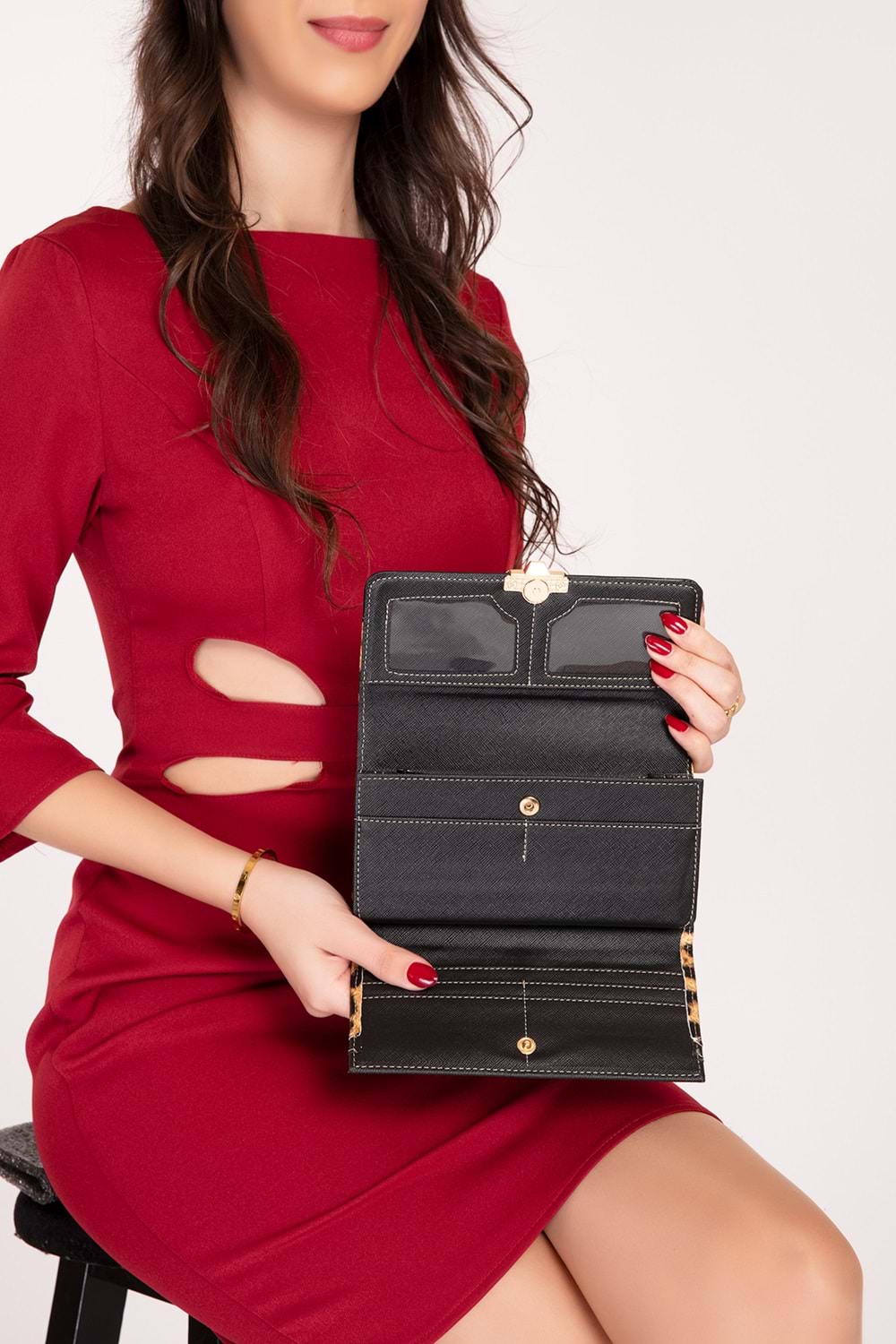 Gondol Çok Gözlü Kullanışlı Şık Cüzdan gp.1489 - Leopar - TEK EBAT