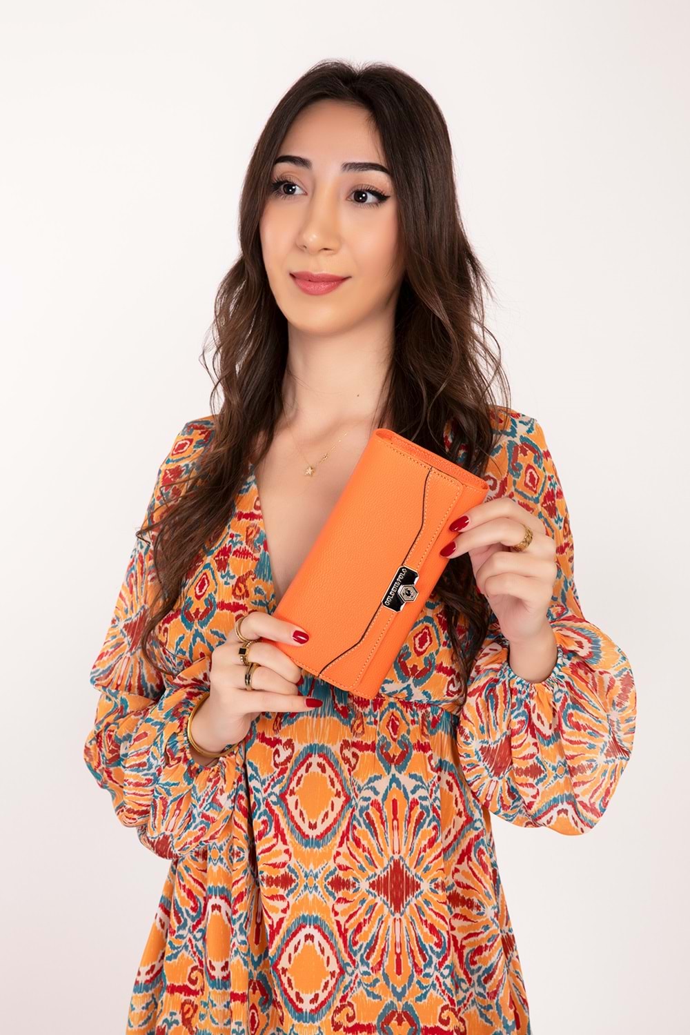 Gondol Çok Gözlü Kullanışlı Şık Cüzdan gp.1489 - Turuncu - TEK EBAT