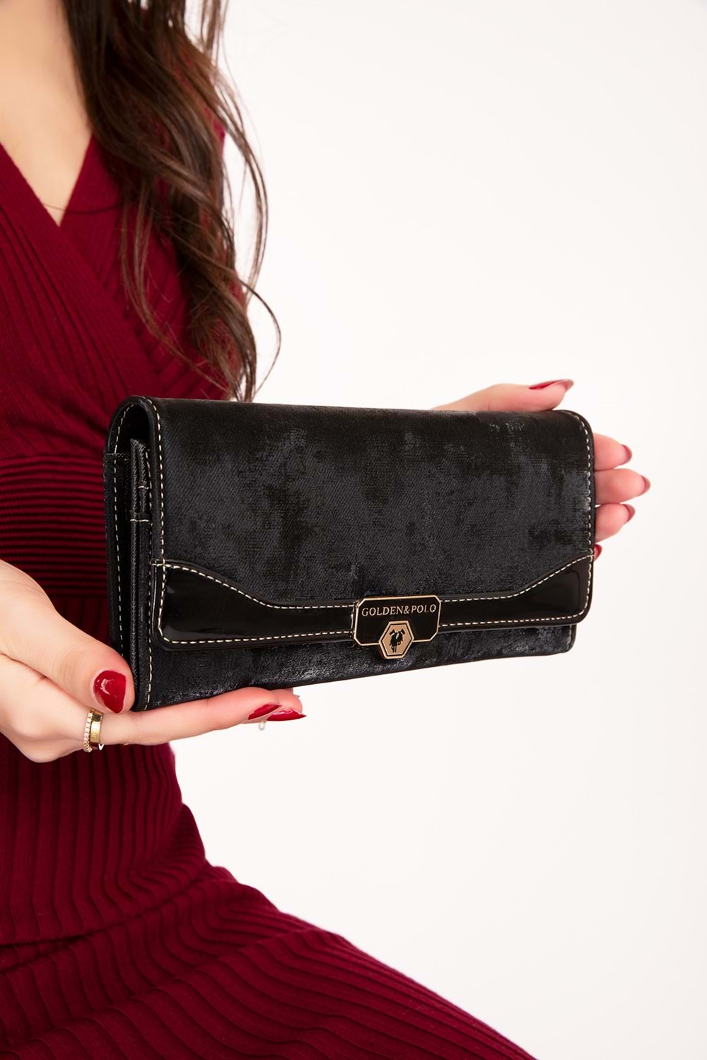 Gondol Çok Gözlü Kullanışlı Şık Cüzdan gp.1489 - Siyah Kumaş - TEK EBAT