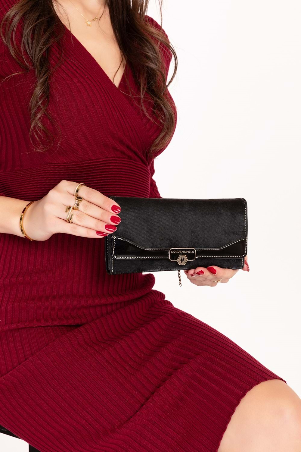 Gondol Çok Gözlü Kullanışlı Şık Cüzdan gp.1489 - Siyah Kumaş - TEK EBAT