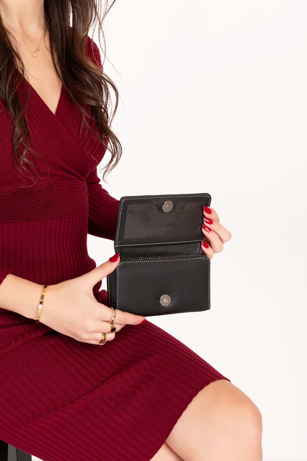 Gondol Çok Gözlü Kullanışlı Şık Cüzdan gp.1120 - Siyah - TEK EBAT