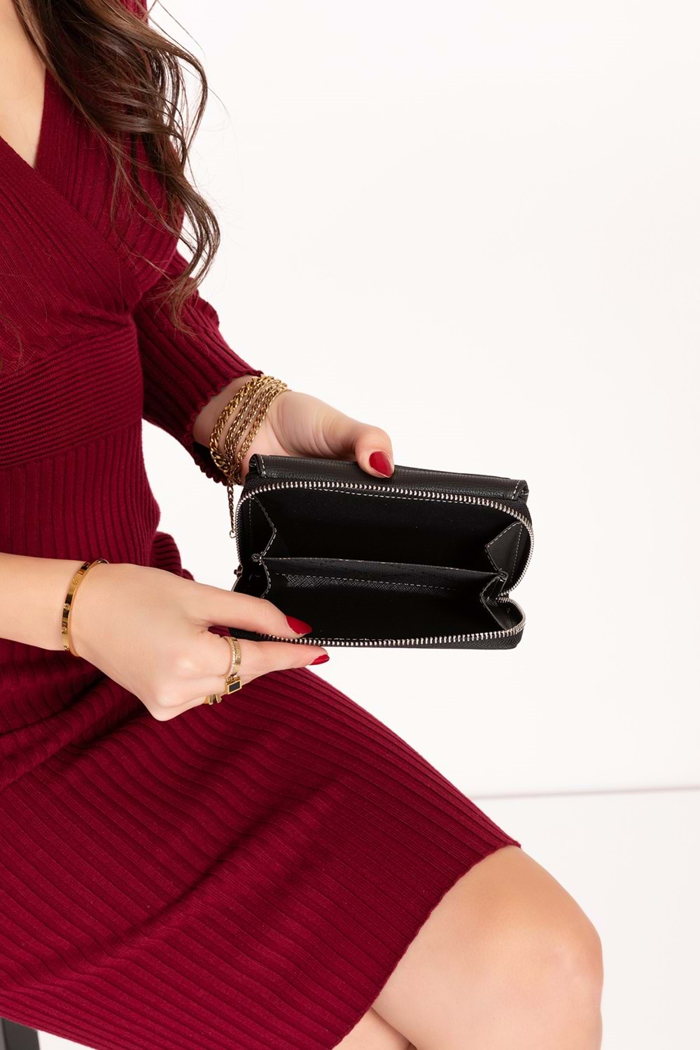 Gondol Çok Gözlü Kullanışlı Şık Cüzdan gp.1120 - Siyah - TEK EBAT