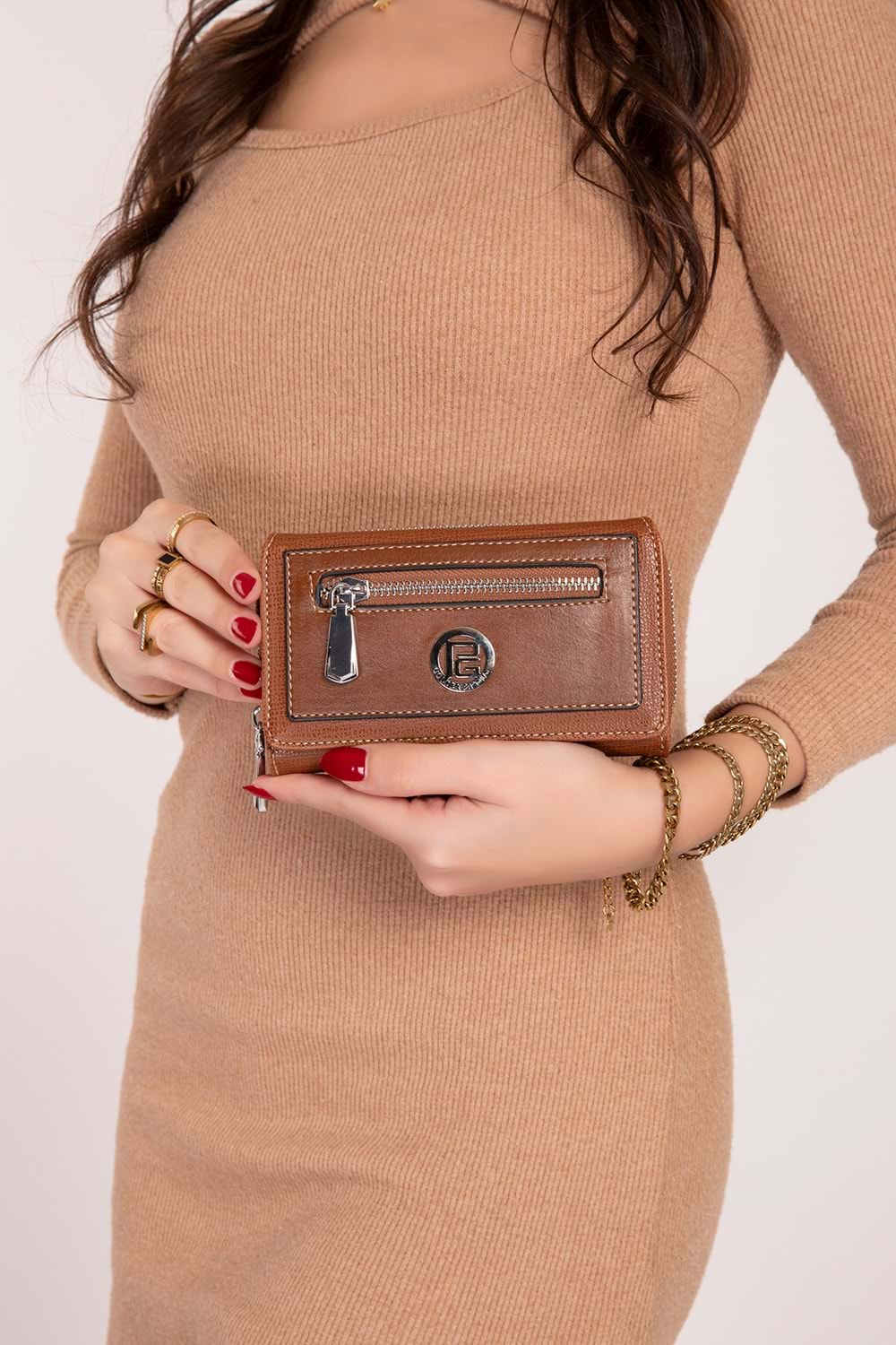 Gondol Çok Gözlü Kullanışlı Şık Cüzdan gp.1120 - Taba - TEK EBAT