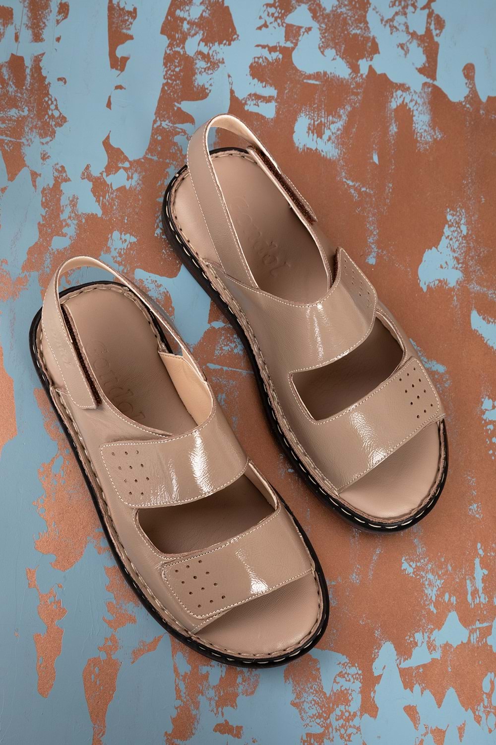 Gondol Hakiki Deri Anatomik Taban Hac Umre Erkek Sandalet kml.1222 - vizon rugan - 40