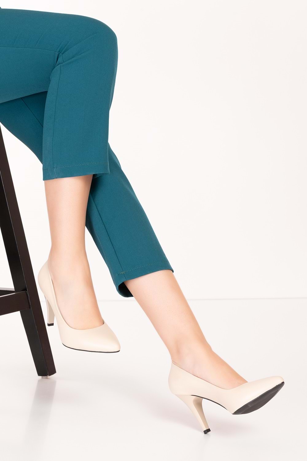 Gondol Hakiki Deri Stiletto-vdt.25 - Krem - 36