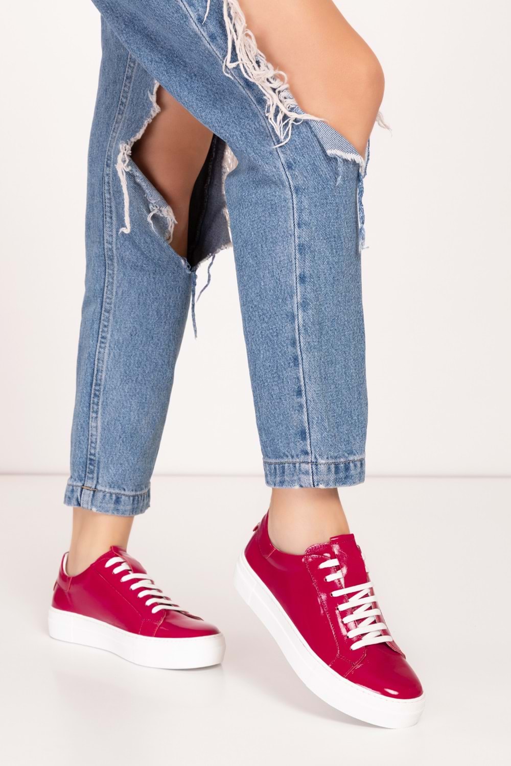 Gondol Hakiki Deri Anatomik Taban Spor Ayakkabı alsx.1352 - Mürdüm Rugan - 36